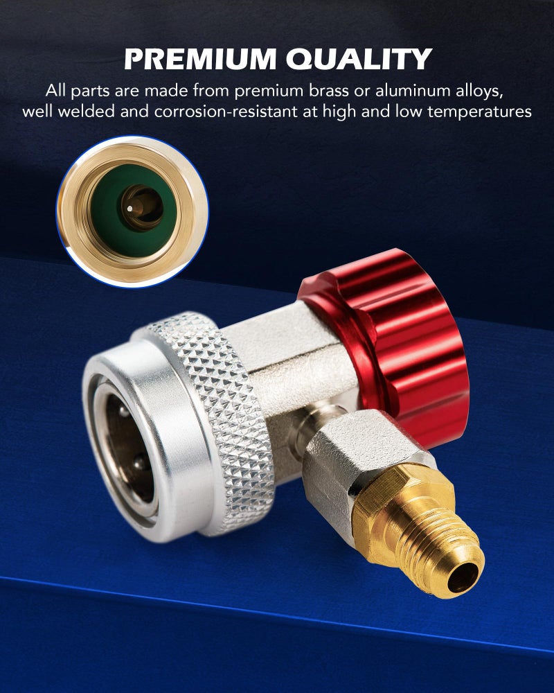 Orion Motor Tech AC Adapter Tool Kit, 8-Piece AC Gauge Hose Conversion Adapters Including R134A Can Tap, R134A Quick Couplers, R410 Adapters, Tank Adapter and Valve Core Remover - Image 3